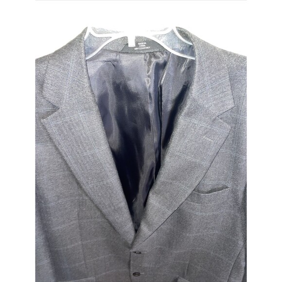 Haggar Suit Jacket Mens Size 42R Gray Windowpane Two Button Long Sleeve - Picture 3 of 12